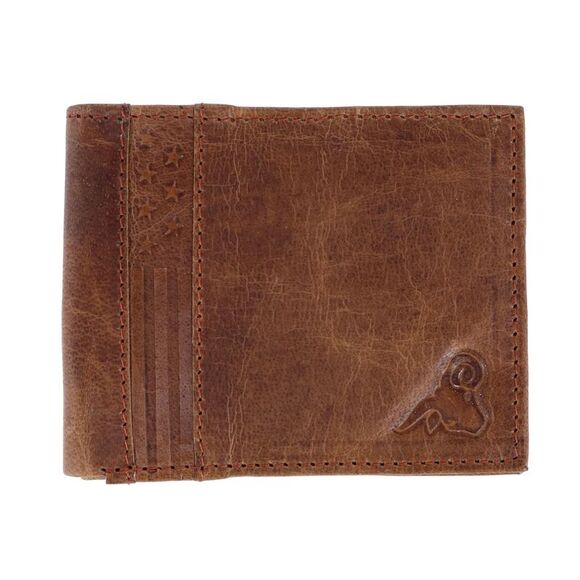 CTM Men's RFID USA Embossed Leather Bifold Wallet - Picture 1 of 5